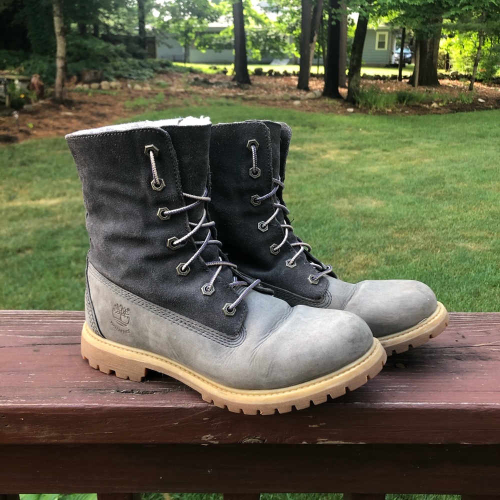 Timberland Faux-Fur Waterproof Grey Winter Boots